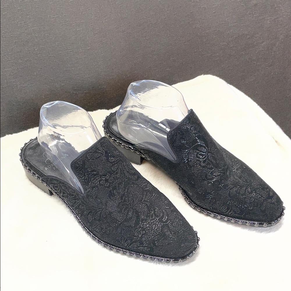 Adrianna Papell Black Embroidered Loafers